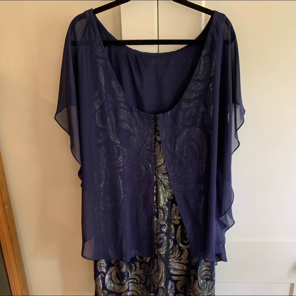 Chiffon Overlay Sequin Cocktail Dress